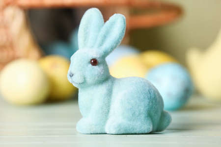 Blue Easter bunny on table