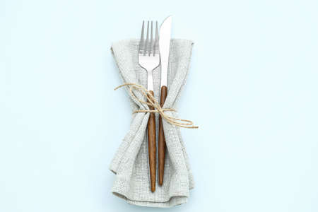 Elegant table setting on light background