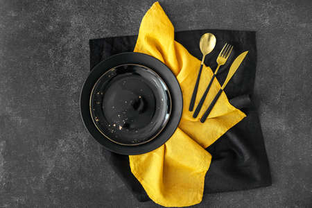 Elegant table setting on dark background