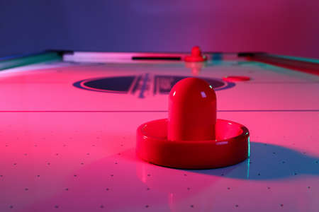 Modern air hockey, closeup view