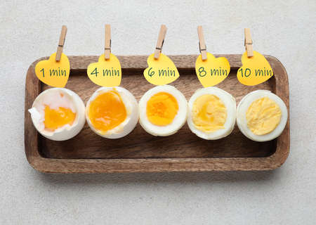 Timing of eggs on gray background