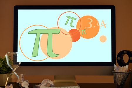 modern computer on table. International Pi Day