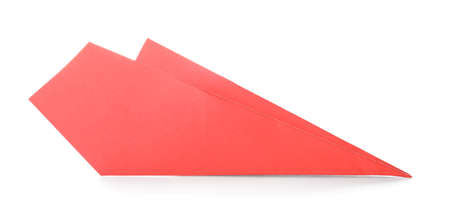 Red paper plane on white backgroundの写真素材