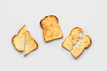 Crispy toasts on light backgroundの写真素材