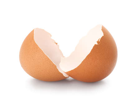 Broken egg shell isolated on white background