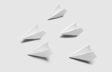 paper planes on gray backgroundの写真素材
