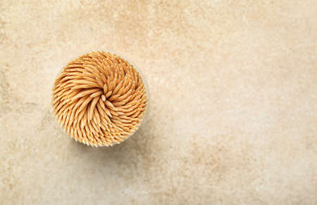 Holder with toothpicks on light backgroundの写真素材