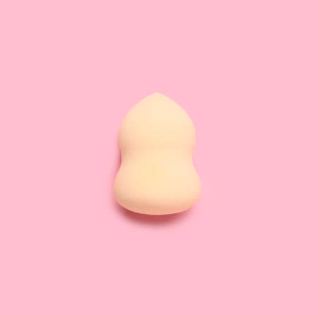 Makeup sponge on pink backgroundの写真素材