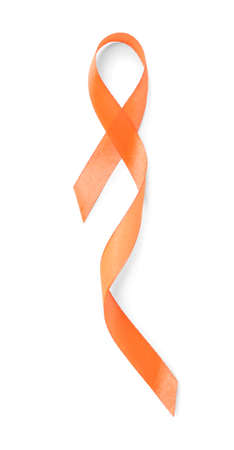 Orange ribbon on white background. Kidney cancer conceptの写真素材