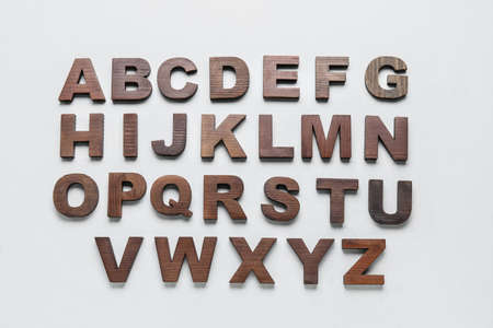 wooden letters on white background. Alphabet conceptの写真素材