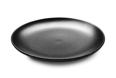 Empty ceramic plate isolated on whiteの写真素材