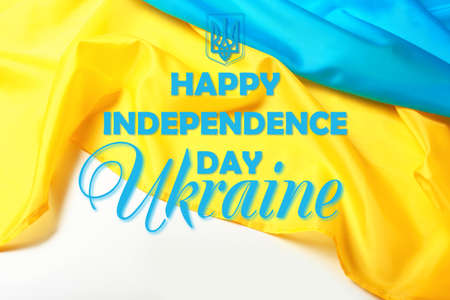 Poster for Ukrainian Independence Day with flag on light backgroundの写真素材