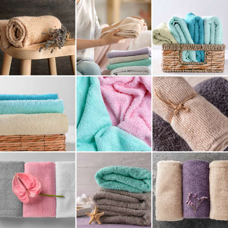 Collage with different soft terry towelsの写真素材