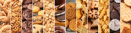Collage with different sweet cookiesの写真素材