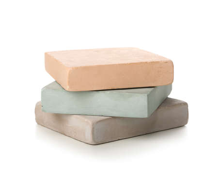 Plaster podiums on white backgroundの写真素材