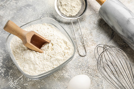 Ingredients for baking on light table, closeup