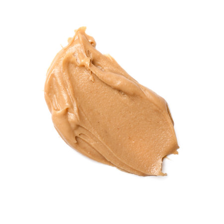 Stroke of nut butter on white backgroundの写真素材