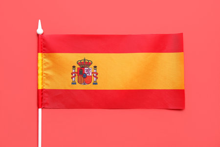 Flag of Spain on red background
