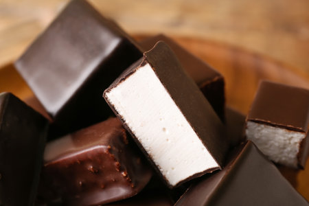 Delicious bird's milk candies, closeupの写真素材