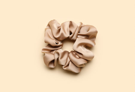 Silk scrunchy on color backgroundの写真素材