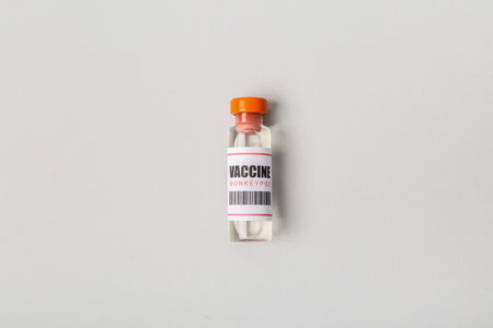 Monkeypox vaccine on gray background