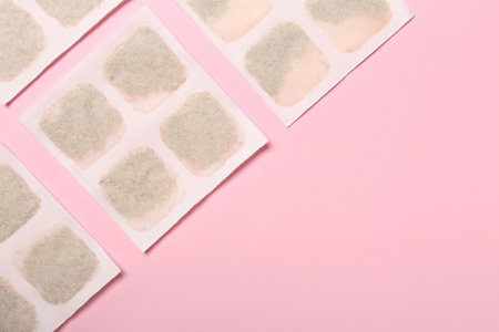 Mustard plasters on pink backgroundの写真素材