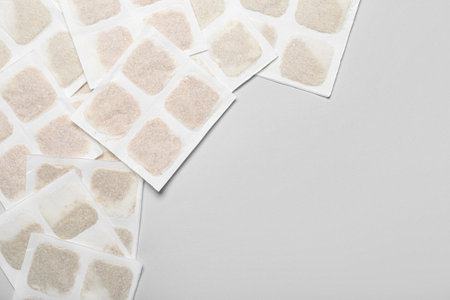 Mustard plasters on gray backgroundの写真素材