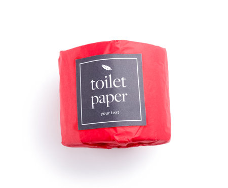 Toilet paper roll on white backgroundの写真素材
