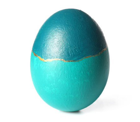 Colorful Easter eggs on white backgroundの写真素材