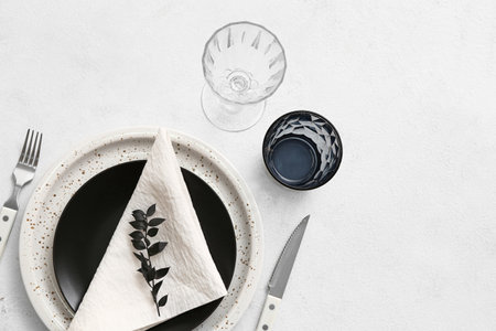 Elegant table setting on light table