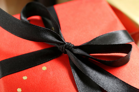 Gift box as background, closeup. black friday saleの写真素材