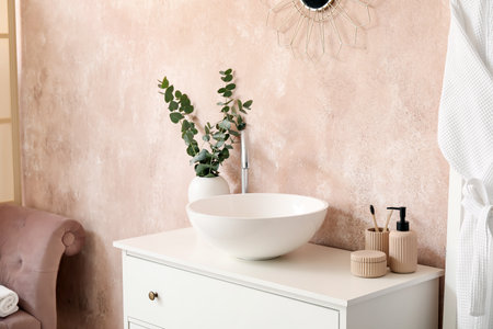 Beautiful interior of modern bathroom with sink