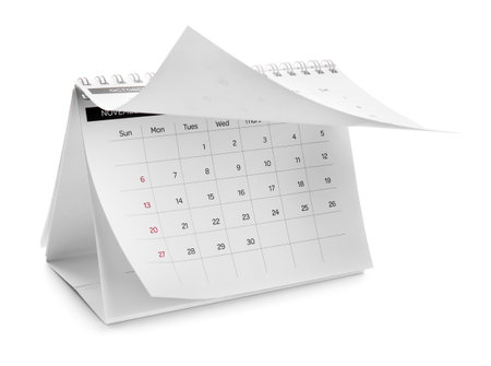 Paper calendar for 2022 year on white backgroundの写真素材