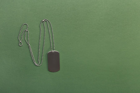 military tag on green backgroundの写真素材