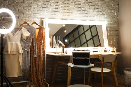Modern interior of stylish makeup roomの写真素材