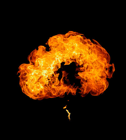 Burning flame on black backgroundの写真素材