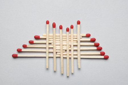 Many matches on light background
