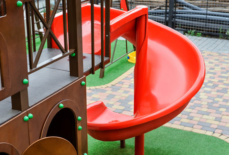 Modern children's playground in city, closeup