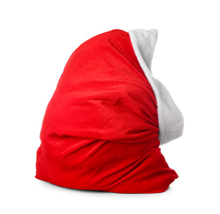 Big Santa Claus bag on white backgroundの写真素材