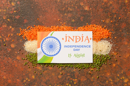 Greeting card for Indian Independence Day on grunge background