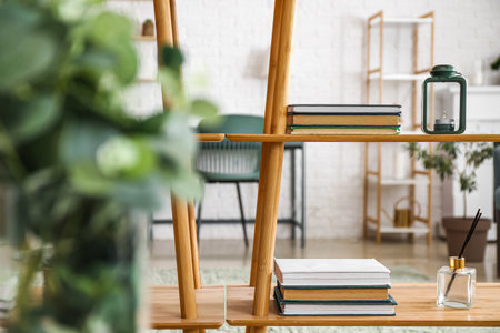 Stylish bookshelf living roomの写真素材