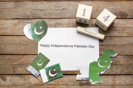 Greeting card for Independence Day of Pakistanの写真素材