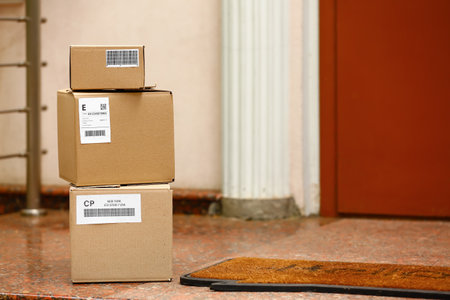 Delivered parcels on porch outdoors