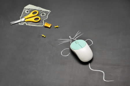 Creative composition with school supplies on dark background