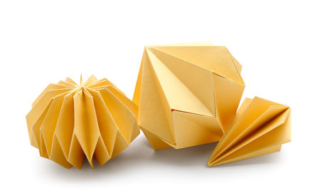 Paper Christmas balls on white backgroundの写真素材