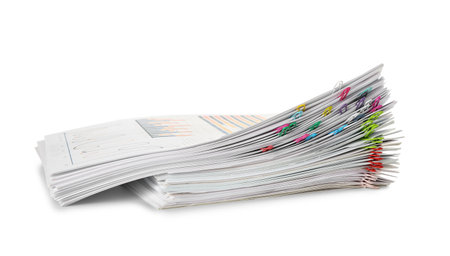 Stack of documents isolated on white