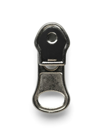 Metal zipper on white background