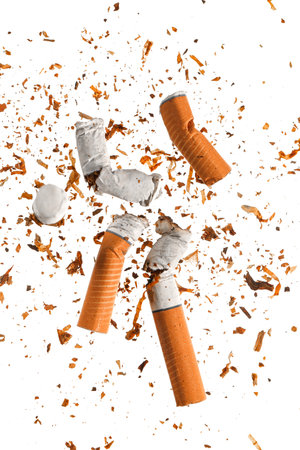 Cigarette butts isolated on white background