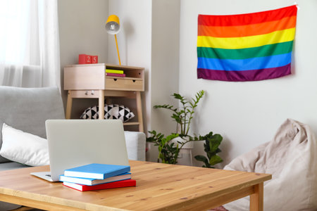 Flag of LGBT in stylish interior of roomの写真素材