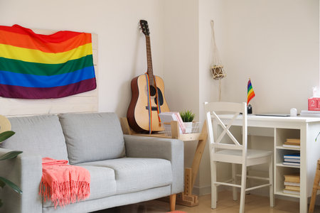Flags of LGBT in stylish interior of roomの写真素材
